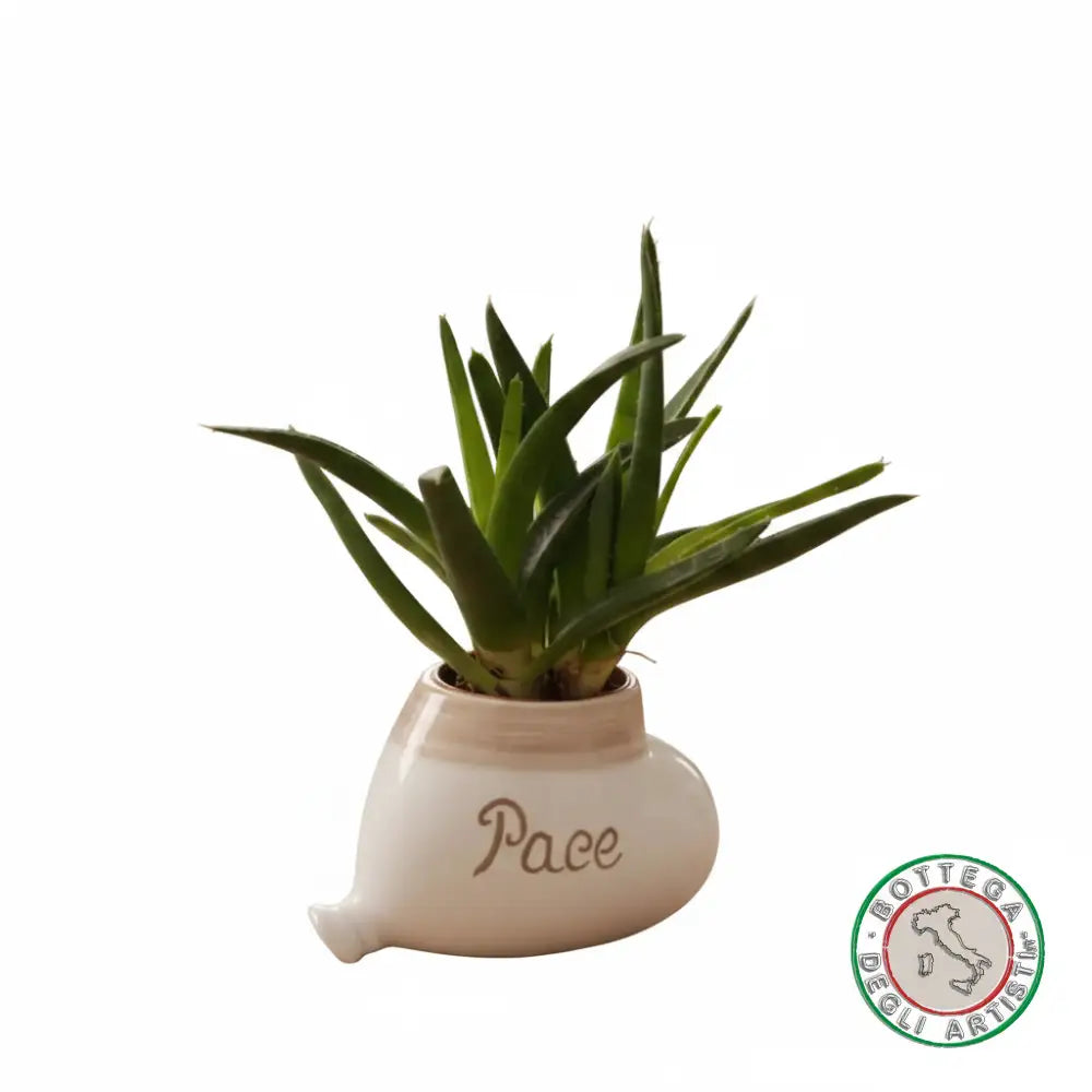 Bomboniera Porta Piantina Ceramica Personalizzata Pennellato Tortora