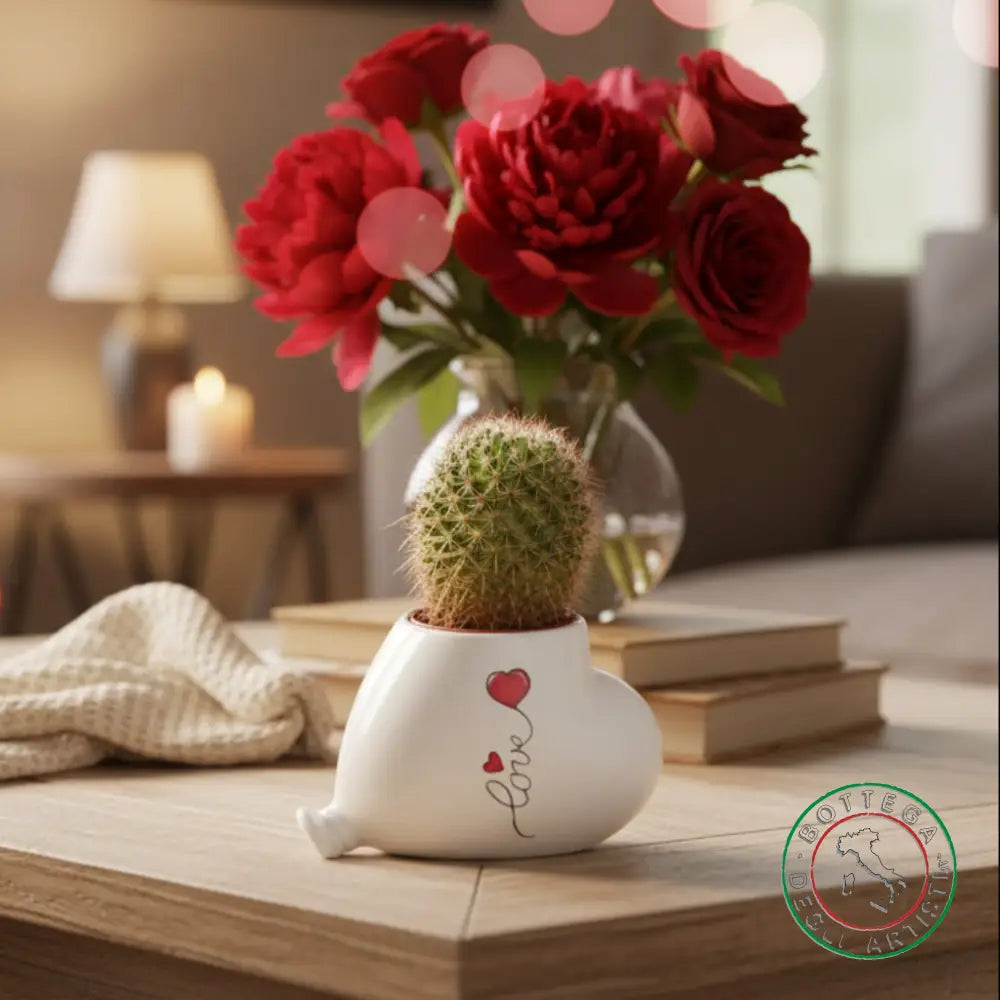 bomboniera porta piantina ceramica personalizzata love