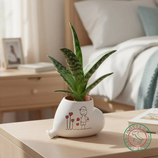 bomboniera porta piantina ceramica personalizzata pupazzi bimbo