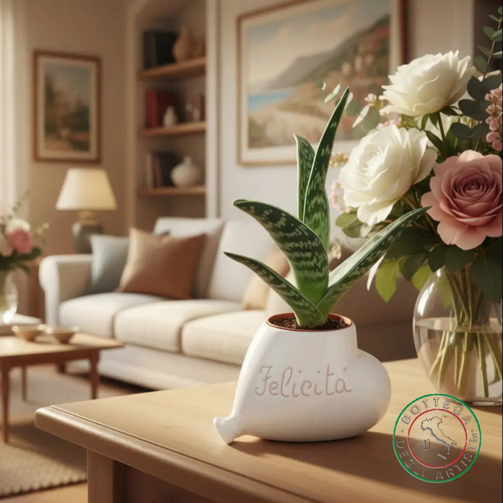 bomboniera porta piantina ceramica personalizzata graffito emozioni felicità