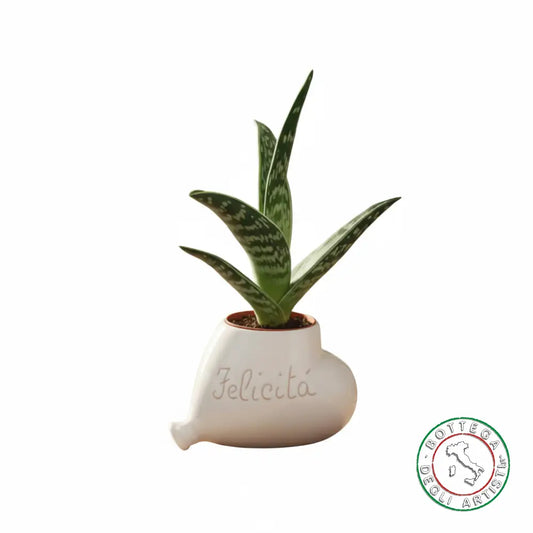 Bomboniera Porta Piantina Ceramica Personalizzata Graffito Emozioni Felicità