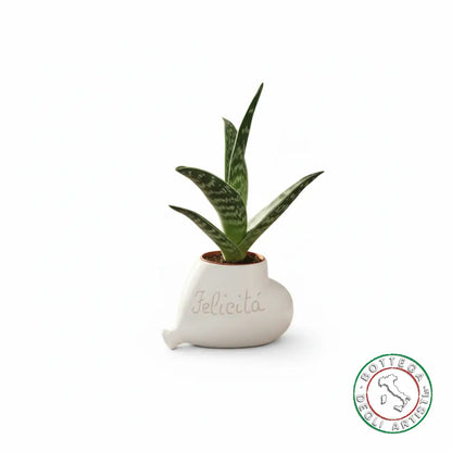 Bomboniera Porta Piantina Ceramica Personalizzata Graffito Emozioni Serenità