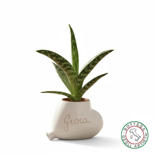 Bomboniera Porta Piantina Ceramica Personalizzata Graffito Emozioni Gioia