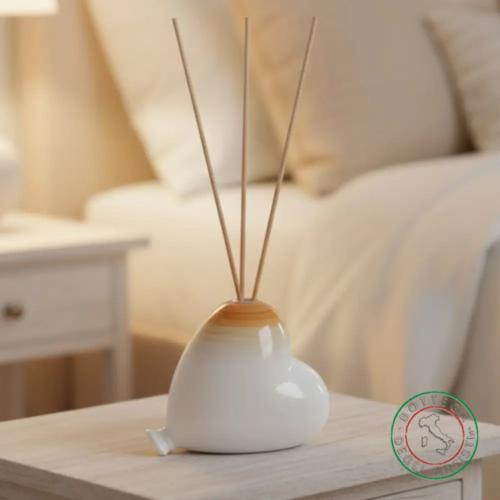 bomboniera profumatore ceramica personalizzata pennellata arancio