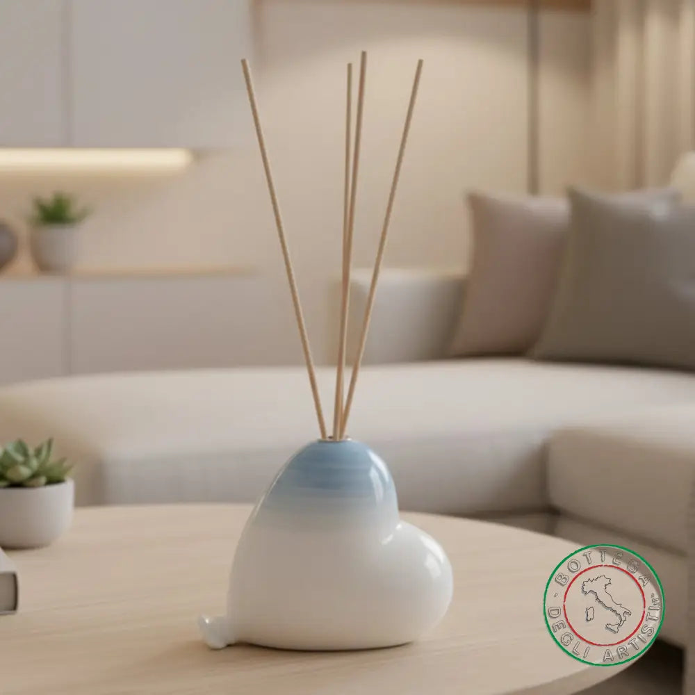 bomboniera profumatore ceramica personalizzata pennellata turchese