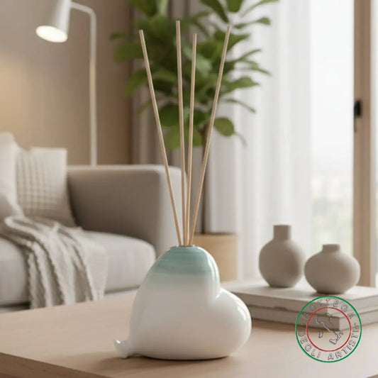 bomboniera profumatore ceramica personalizzata pennellata verde acqua