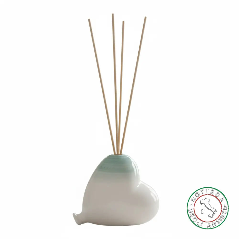 Bomboniera Profumatore Ceramica Personalizzata Pennellata Verde Acqua