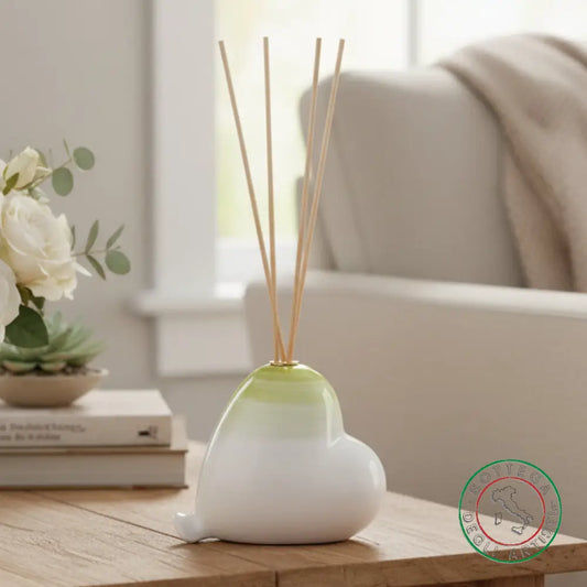 bomboniera profumatore ceramica personalizzata pennellata verde