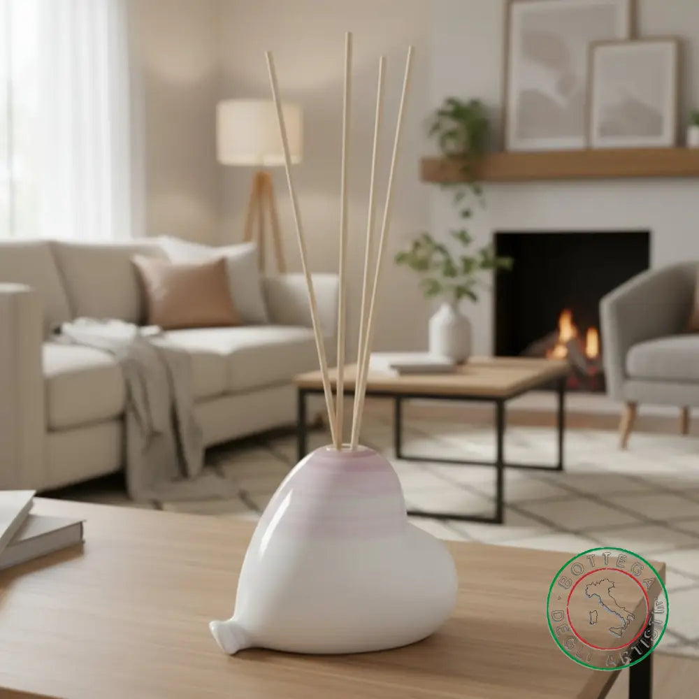 bomboniera profumatore ceramica personalizzata pennellata viola