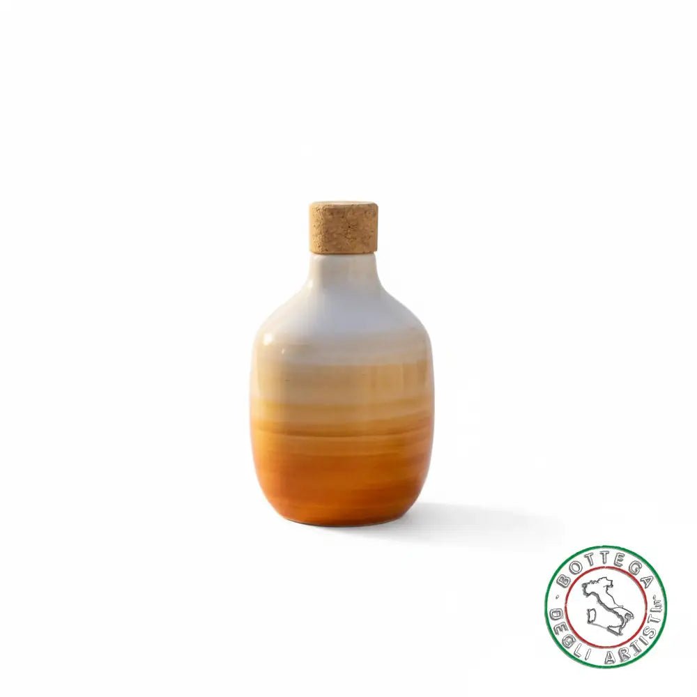 bomboniera ampolla oliera ceramica personalizzata fascia pennellata arancio 200ml