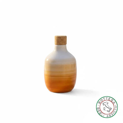 bomboniera ampolla oliera ceramica personalizzata fascia pennellata arancio 200ml