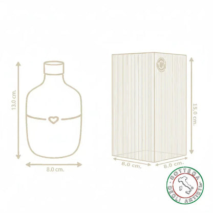 bomboniera ampolla oliera ceramica personalizzata righe pennellate verde acqua 200ml