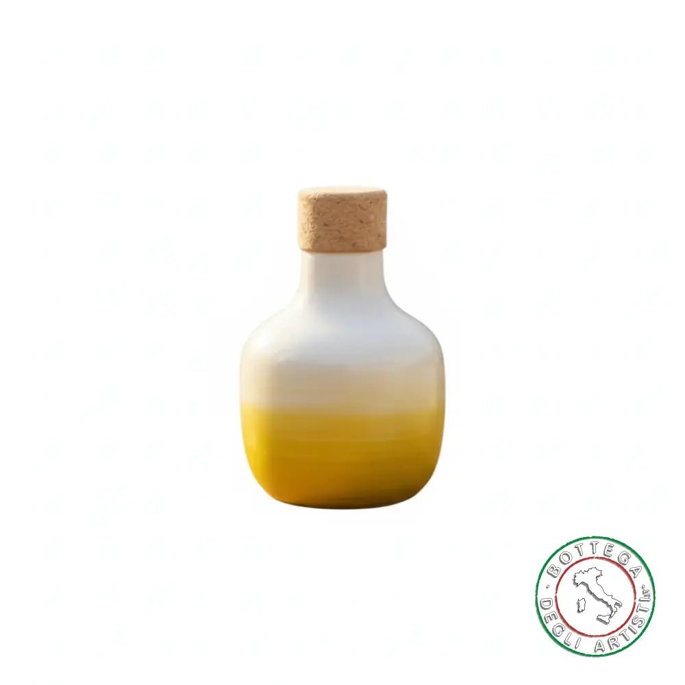 Personalized ceramic oil cruet with yellow brushstroke band, 100ml, wedding favor