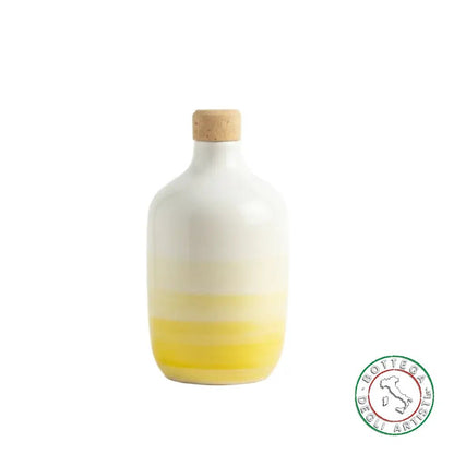 bomboniera ampolla oliera ceramica personalizzata fascia pennellata gialla 400ml