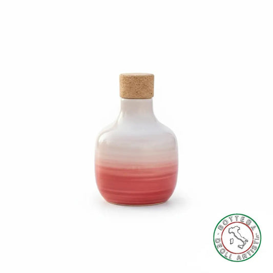 bomboniera ampolla oliera ceramica personalizzata fascia pennellata rosa 100ml