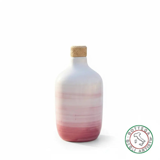 bomboniera ampolla oliera ceramica personalizzata fascia pennellata rosa 400ml