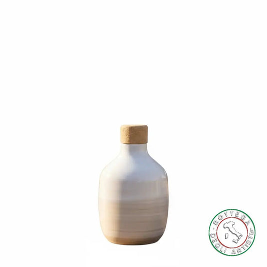bomboniera ampolla oliera ceramica personalizzata fascia pennellata tortora 200ml