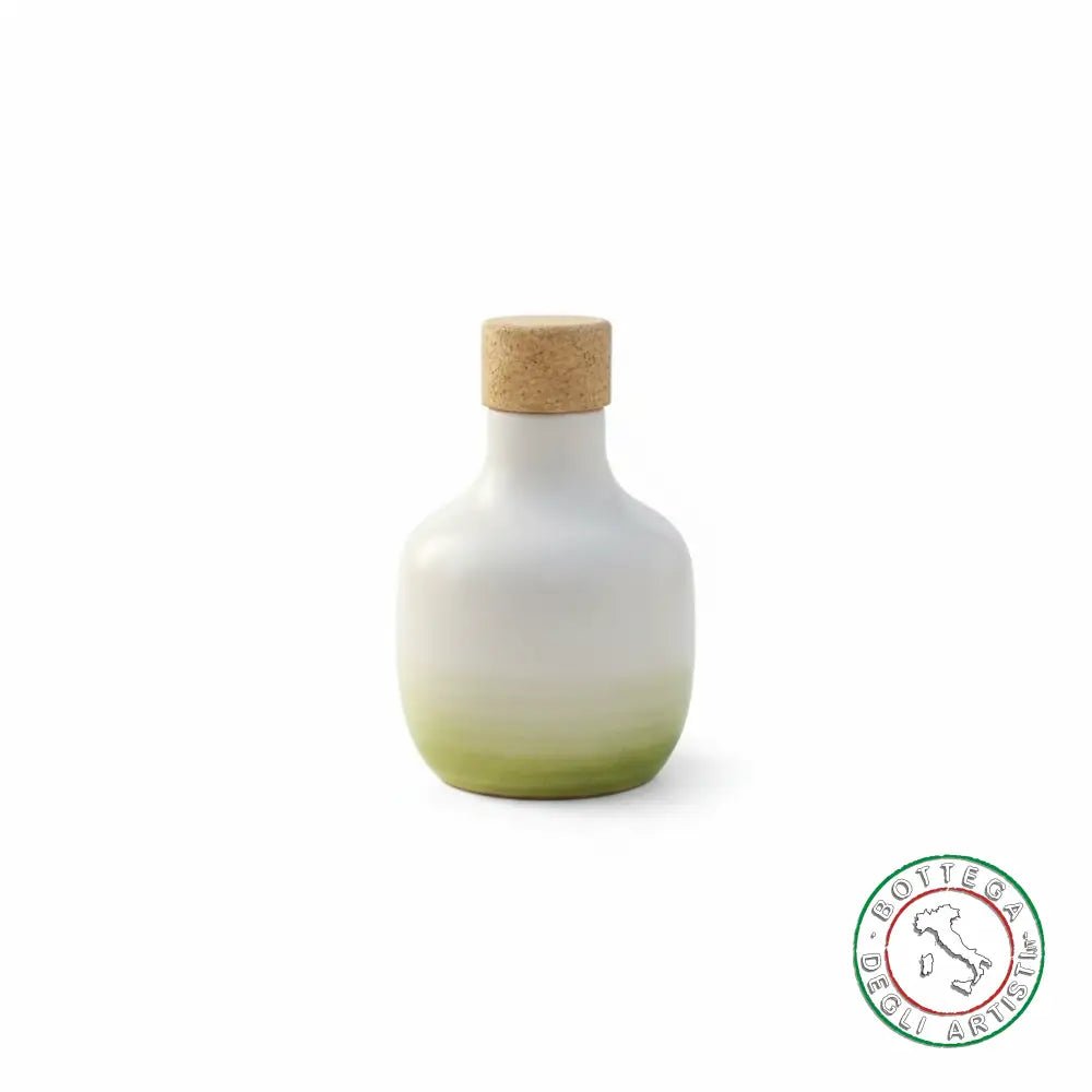 Personalized ceramic oil cruet with green brushstroke band, 100ml, wedding favor