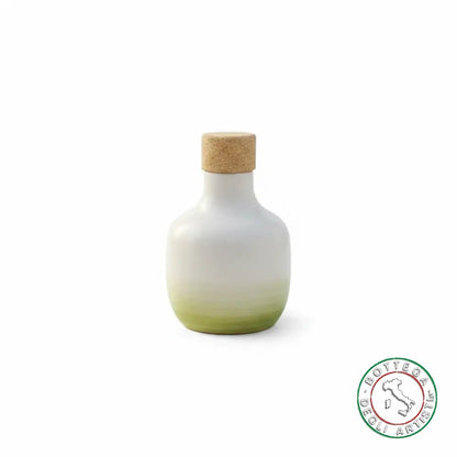 Personalized ceramic oil cruet with green brushstroke band, 100ml, wedding favor