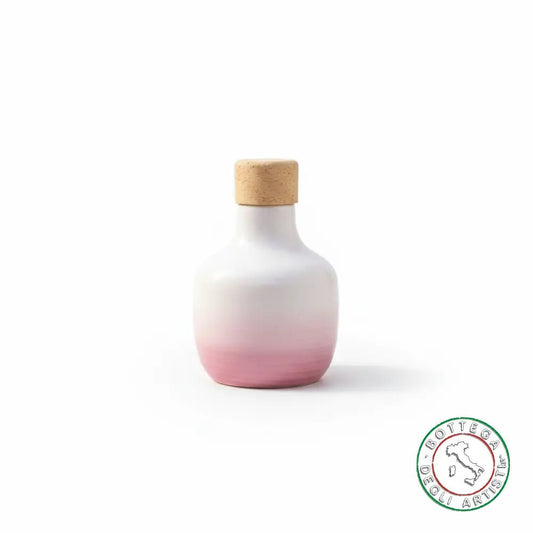 bomboniera ampolla oliera ceramica personalizzata fascia pennellata viola 100ml
