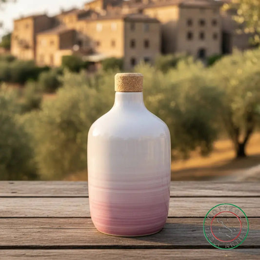 Personalisierte Keramik-Ölflasche mit lila Pinselstrichmuster, 400 ml, Gastgeschenk zur Hochzeit