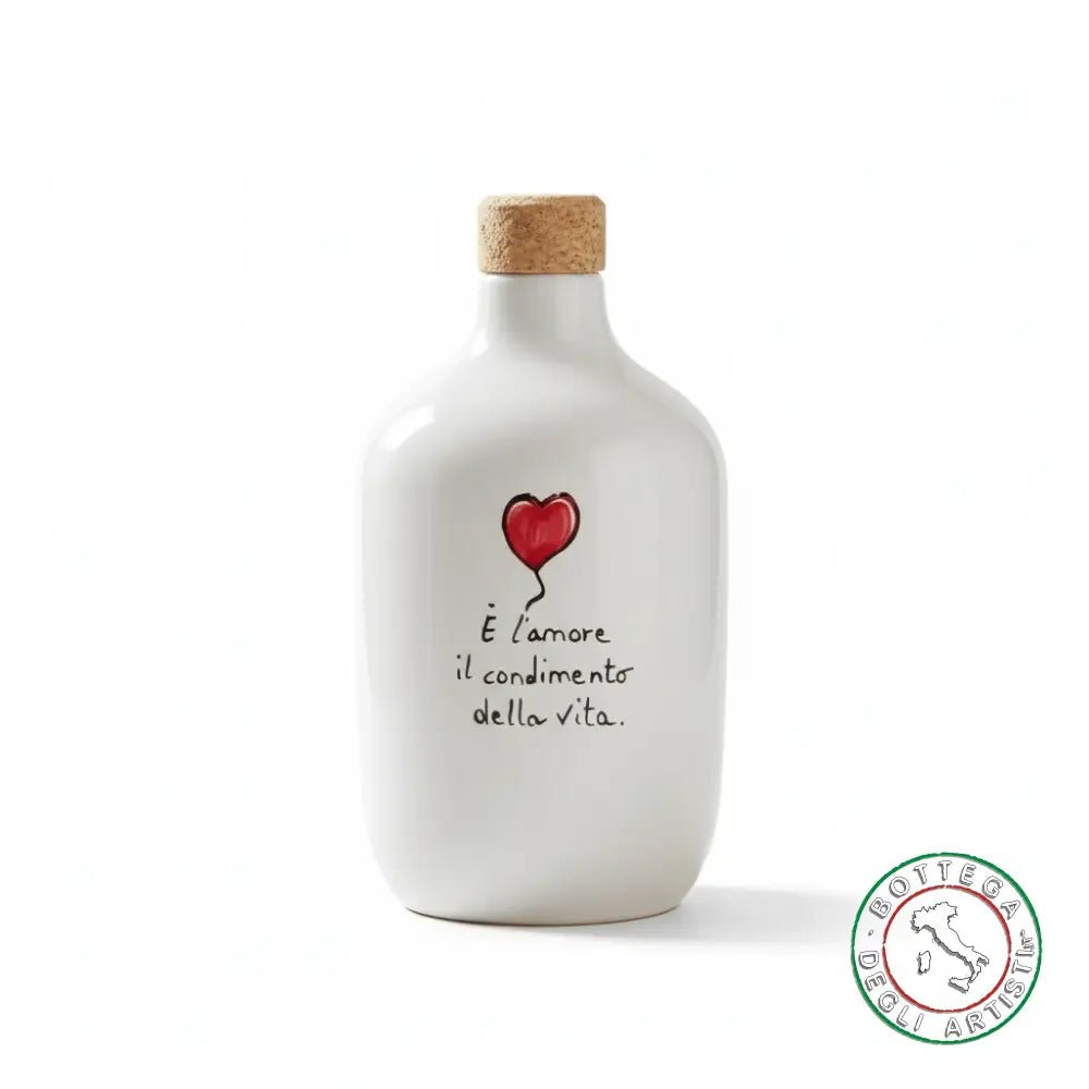 Personalized ceramic oil cruet favor with phrase and love 400ml