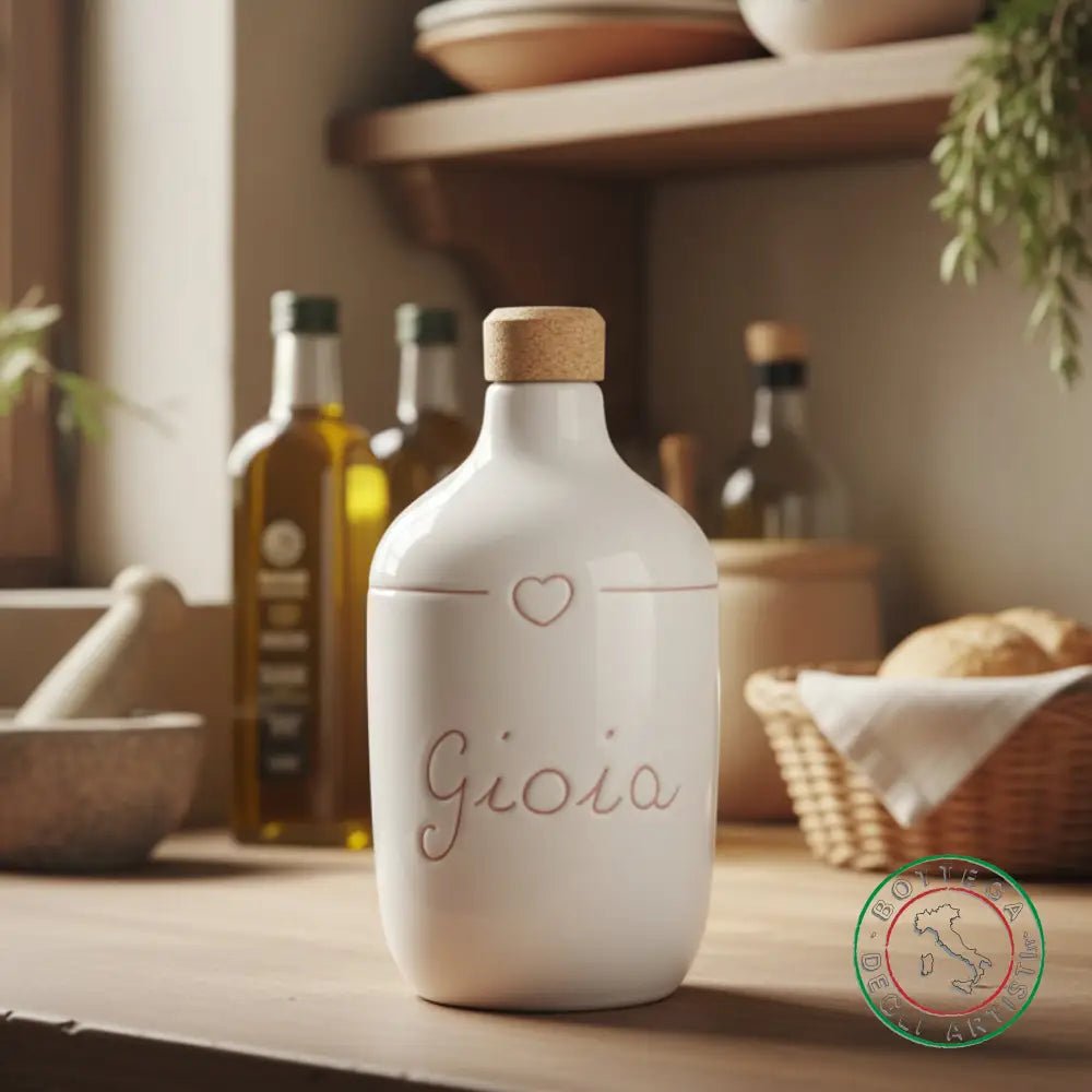 bomboniera ampolla oliera ceramica personalizzata graffiti emozioni gioia 400ml