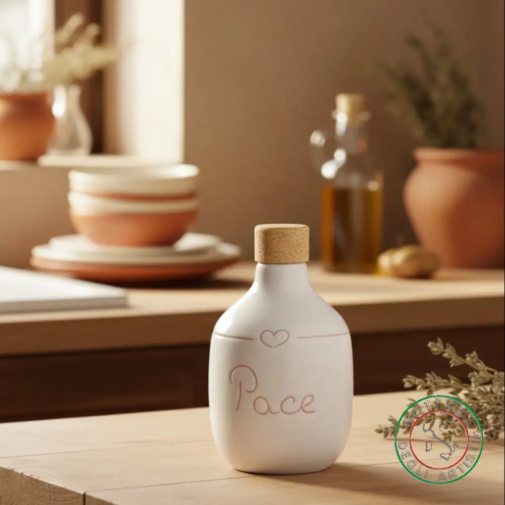 bomboniera ampolla oliera ceramica personalizzata graffiti emozioni pace 200ml