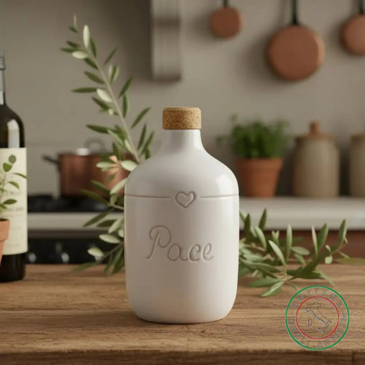bomboniera ampolla oliera ceramica personalizzata graffiti emozioni pace 400ml
