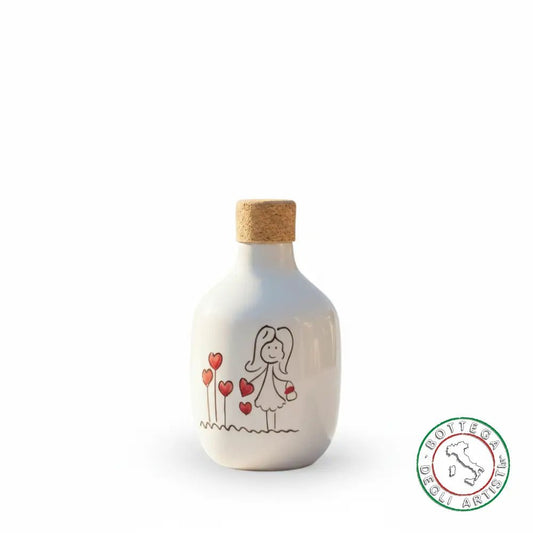bomboniera ampolla oliera ceramica personalizzata pupazzi bimba 200ml