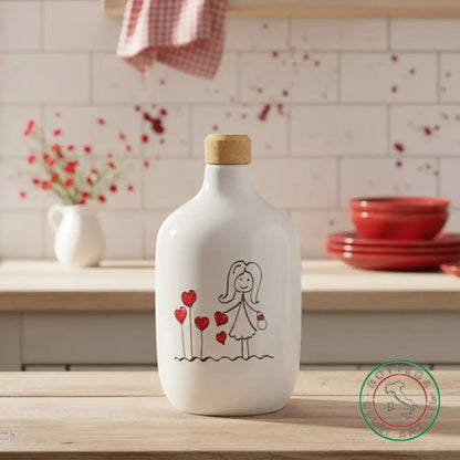 bomboniera ampolla oliera ceramica personalizzata pupazzi bimba 400ml