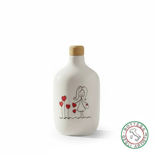 bomboniera ampolla oliera ceramica personalizzata pupazzi bimba 400ml