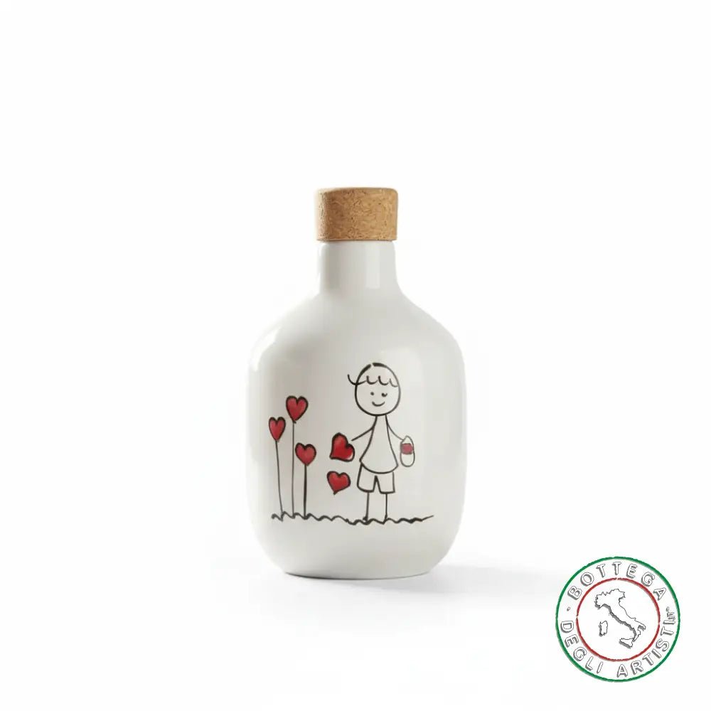 bomboniera ampolla oliera ceramica personalizzata pupazzi bimbo 200ml