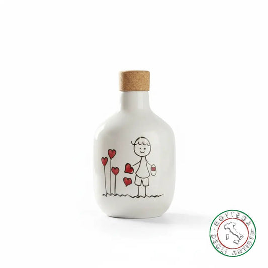 bomboniera ampolla oliera ceramica personalizzata pupazzi bimbo 200ml