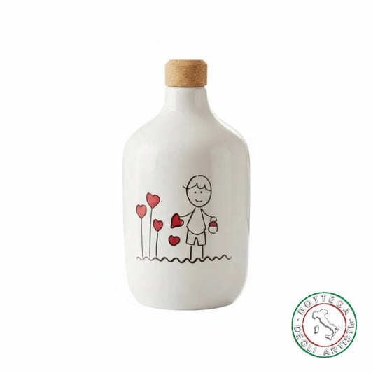bomboniera ampolla oliera ceramica personalizzata pupazzi bimbo 400ml