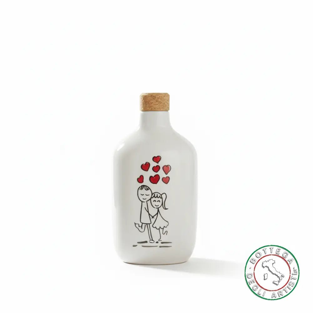 bomboniera ampolla oliera ceramica personalizzata pupazzi innamorati 400ml