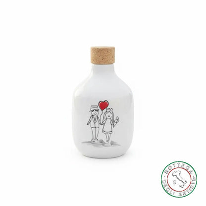bomboniera ampolla oliera ceramica personalizzata pupazzi sposini 200ml