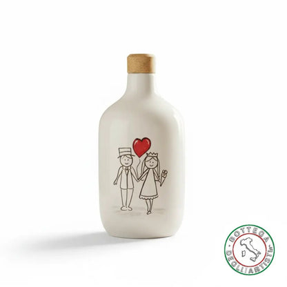 bomboniera ampolla oliera ceramica personalizzata pupazzi sposini 400ml