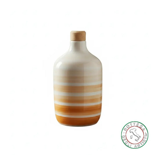 bomboniera ampolla oliera ceramica personalizzata righe pennellate arancio 400ml