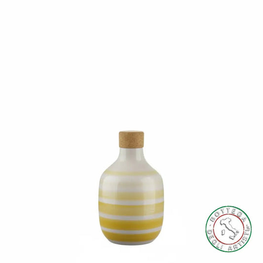 Personalized ceramic oil cruet with brush strokes and stripes, yellow, 200ml, wedding favor