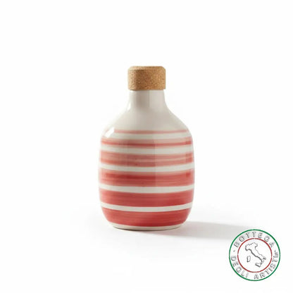 bomboniera ampolla oliera ceramica personalizzata righe pennellate rosso 200ml