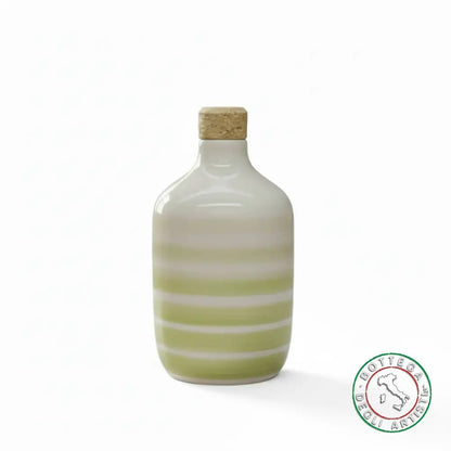 bomboniera ampolla oliera ceramica personalizzata righe pennellate verde 400ml