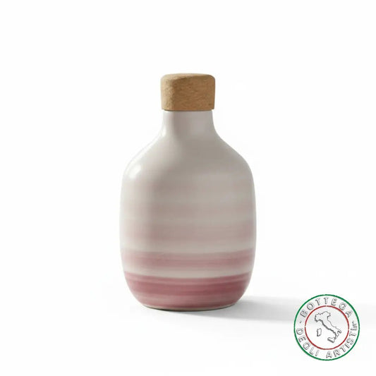 bomboniera ampolla oliera ceramica personalizzata righe pennellate viola 200ml