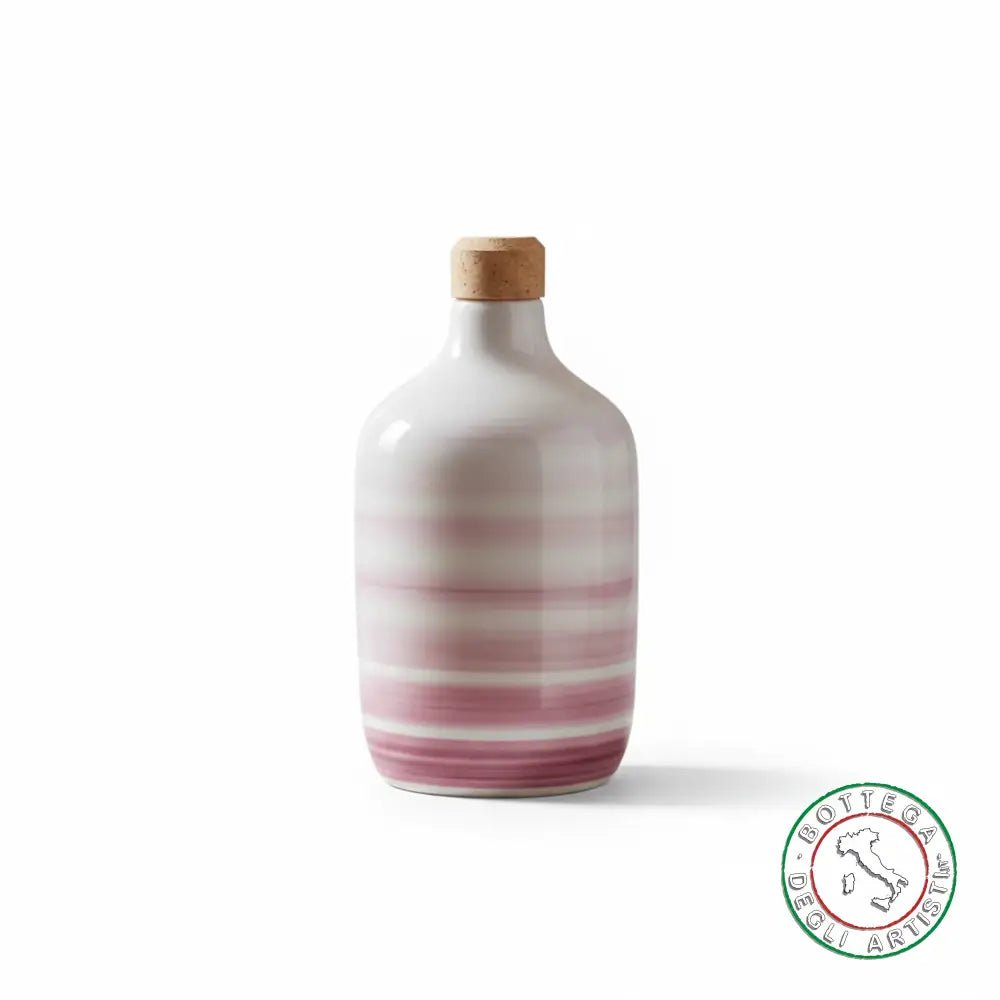 bomboniera ampolla oliera ceramica personalizzata righe pennellate viola 400ml