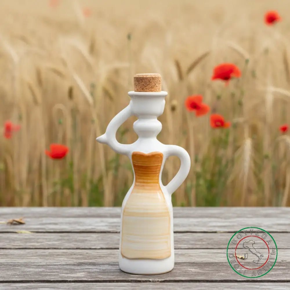 Lady Favor Keramik-Ölfläschchen mit personalisiertem orangefarbenem Pinselstrich-Band, 200 ml
