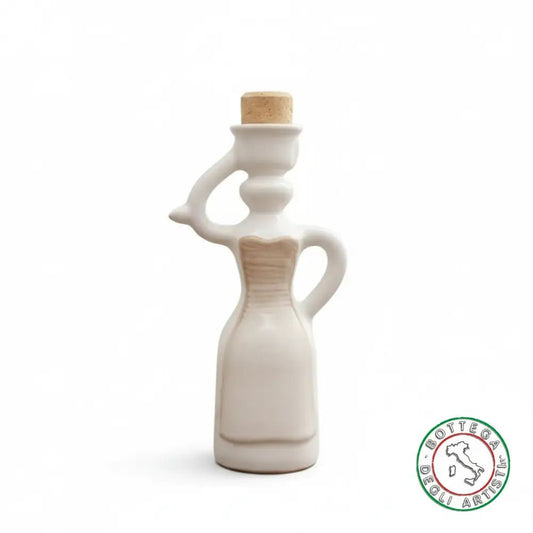 Bomboniera Dama Oliera Ceramica Personalizzata Fascia Pennellata Tortora 200ml