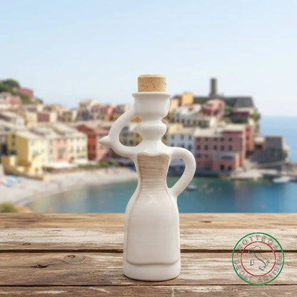 bomboniera dama oliera ceramica personalizzata fascia pennellata tortora