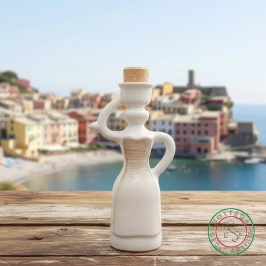 bomboniera dama oliera ceramica personalizzata fascia pennellata tortora