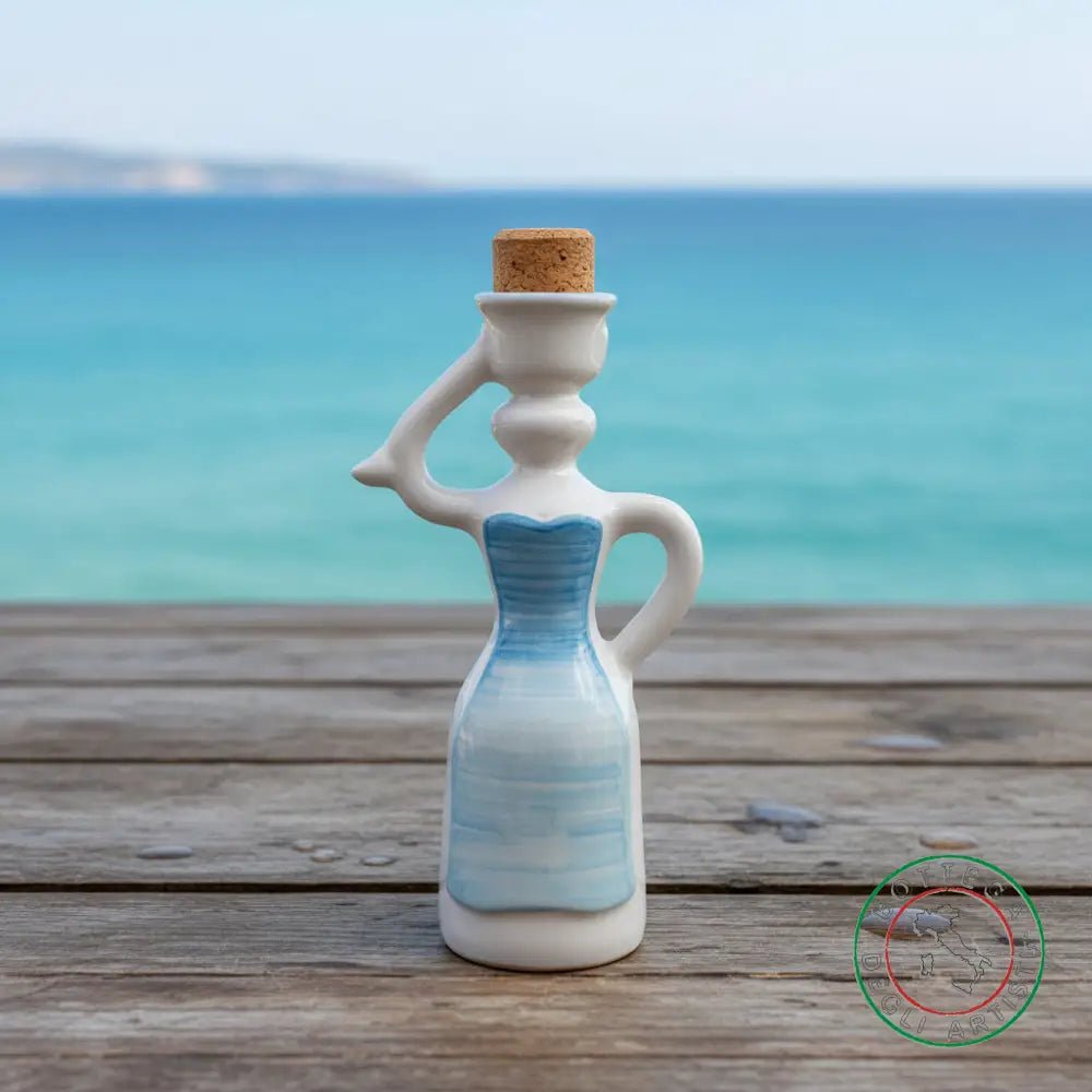 bomboniera dama oliera ceramica personalizzata fascia pennellata turchese