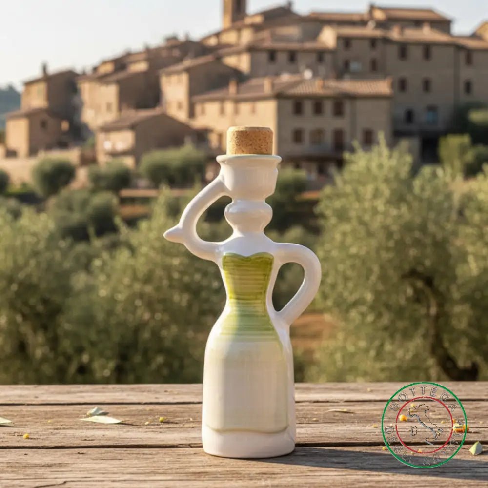 bomboniera dama oliera ceramica personalizzata fascia pennellata verde